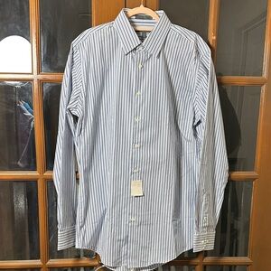 Classic White and Blue Striped Dress Shirt